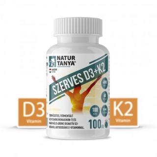 Natur Tanya® Szerves D3 és K2-vitamin. Természetes, fermentált K2-vitamin (menakinon-7) és maximális 4000 NE D3-vitamin, antioxidáns E-vitaminnal (100 db)