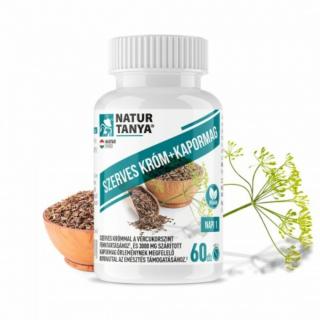 Natur Tanya® Szerves KRÓM+KAPORMAG koncentrátum a vércukorszint fenntartásához, és az emésztés támogatásához (60 db)
