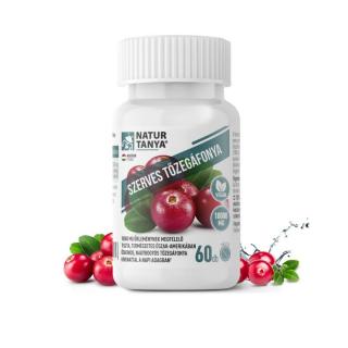 Natur Tanya® Szerves Tőzegáfonya/Cranberry FORTE – 3 tablettában 18000 mg őrleménynek megfelelő természetes tőzegáfonyával (60 db)