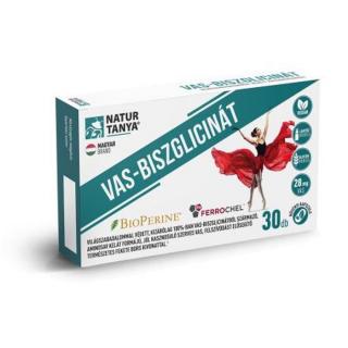 Natur Tanya® VAS-BISZGLICINÁT - Világszabadalommal védett szerves vas és BioPerine® (fekete bors kivonat) 30 db