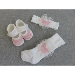 Alkalmi szett babáknak - rózsaszín, díszdobozban (0-6 hó)