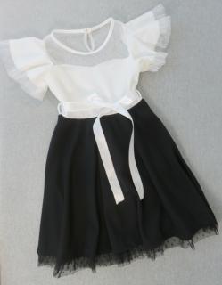 Különleges, fekete-fehér ünneplő ruha (146/152) - TÖBB MÉRETBEN
