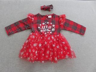 Let it snow - karácsonyi kislány ruha hajpánttal (92/98) - TÖBB MÉRETBEN
