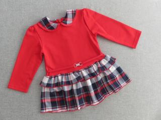 Piros, kék kockás kislány ruha (104) - TÖBB MÉRETBEN