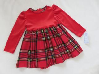Piros, skót kockás kislány ruha (122) -TÖBB MÉRETBEN