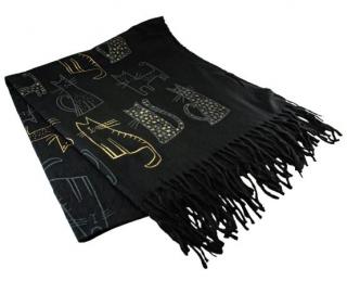 BLACKY cicás téli sál - csillámló arany mintával