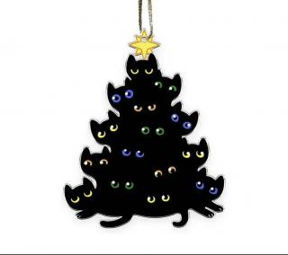 Cicás karácsonyfadísz - fekete cicák