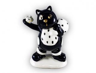 Santa Cat - porcelán cica szobor dekoráció - fekete
