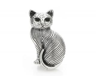 Ülő cica bross - ezüst