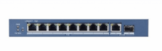 10 portos Gbit PoE switch (123 W); 8 PoE + 1 RJ45 + 1 SFP kombinált uplink port; nem menedzselhető