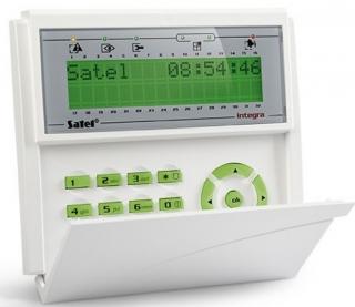LCD kezelő INTEGRA központokhoz; lenyíló billentyűzetvédővel; zöld háttérfény és kijelző