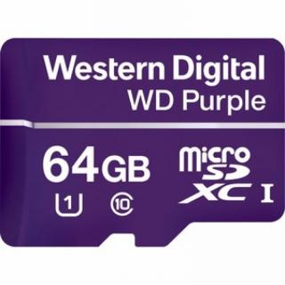 WD Purple 64GB micro SD kártya; microSDXC; Class 10 UHS-I; 24/7; 100MB/s-60MB/s