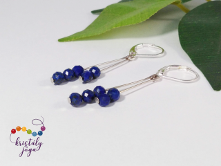 Lapis lazuli 4 mm-es fazettált ezüst ásvány fülbevaló