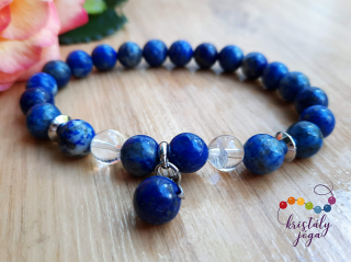 Lapis lazuli 8 mm-es ásvány karkötő medállal