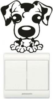 Falmatrica, faltetoválás - Villanykapcsoló kutya, 8x8 cm