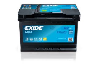 EXIDE AGM 62Ah jobb+ EK620 akkumulátor