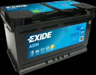 EXIDE AGM 82Ah jobb+ EK820 akkumulátor