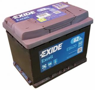 EXIDE Excell 62Ah jobb+ EB620 akkumulátor