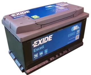 EXIDE Excell 80Ah jobb+ EB802 akkumulátor