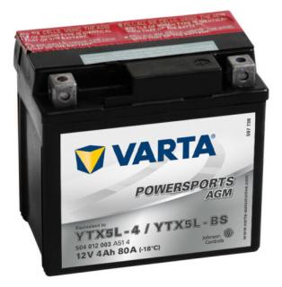 Varta Powersports AGM 4Ah YTX5L-4/YTX5L-BS akkumulátor 504012003A514