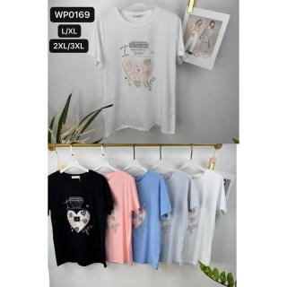 EMT Póló pamut női póló mintás – 2XL/3XL Rózsaszín