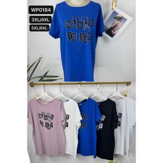 EMT Póló pamut női póló mintás – 5XL/6XL Mályva