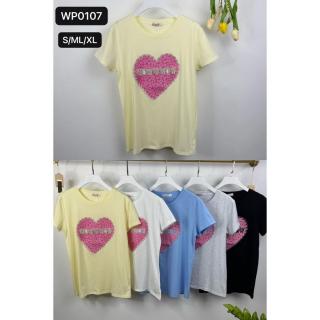 EMT Póló pamut női póló mintás – L/XL  Fehér