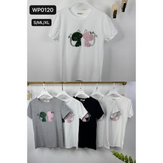 EMT Póló pamut női póló mintás – L/XL Törtfehér
