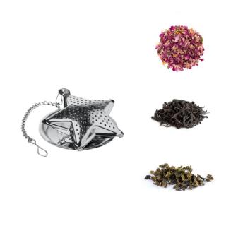 Csillag alakú fém teatojás, teaszűrő