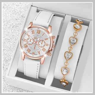 2 részes női ajándékszett karóra+karlánc fehér-rose DQ734940
