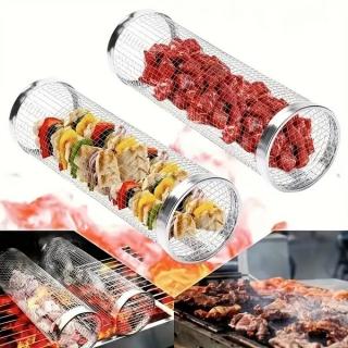 3 db grill forgó henger rozsdamentes acél rács grillkosár FY523345