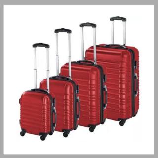 4 db-os merev falú bőrönd szett, piros színű HOP1000938-3