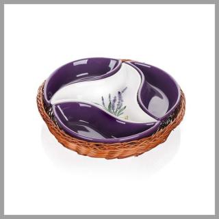 BANQUET 4 részes tál kosárban, Levendula dekorációval, 23 cm 
601556LAV
