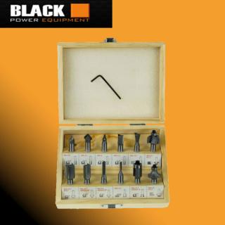Black 12DB-os felsőmaró készlet, 8mm, fa dobozban 35000