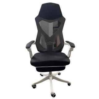 Gamer szék, légáteresztő hálóval, fekete/fehér - HASZNÁLT!