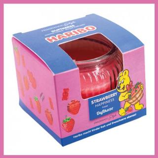 Haribo gumicukor  gyertya 85g - Édes eper - Az aroma varázsa minden gyertyában 13648