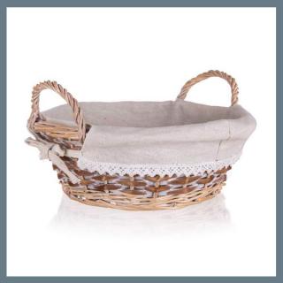HOME DECOR Fonott kosár fogantyúval, DUO, 30 x 11 cm, kerek, barna-fehér 
63940550