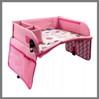 Hordozható gyerekasztal autóba, zsebekkel HOP1001719 pink
