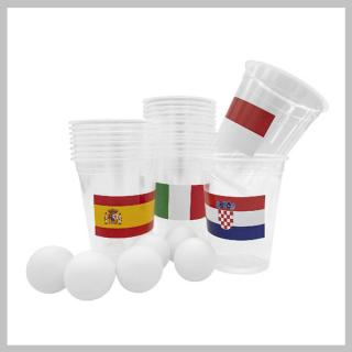 Ivójáték Beer Pong Set 24 pohár, 6 labdával és zászlómatricákkal ZT9918891