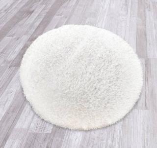 Puffy egyszínű kerek szőnyeg 120cm - fehér