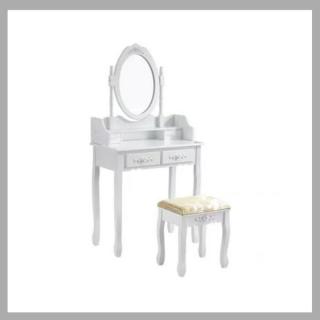 Tükrös fésülködő asztal székkel fehér színben HOP1000943-1