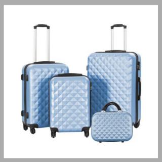 Utazóbőrönd szett kozmetikai táskával, acélkék színű HOP1001471-2