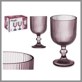 Vizespohár 370ml rózsaszín csíkos 84919