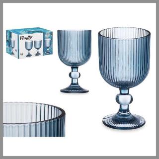 Vizespohár 370ml sötétkék csíkos 84925