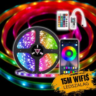 WiFi RGB LED szalag szett távirányítóval 15m