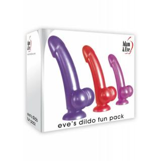 Adam  Eve Eve's Dildo Fun Pack - letapasztható, herés dildó trió - 17/14/20 cm (piros-kék-lila)