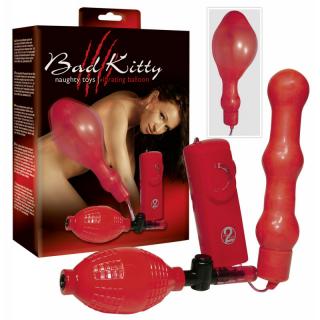 Bad Kitty Naughty Balloon - uniszex, távirányítós, vibrációs análballon - 14,5 cm (piros)