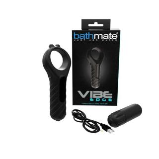 Bathmate Vibe Edge - szilikon, akkus, csiklóizgatós, vibrációs péniszgyűrű (fekete)
