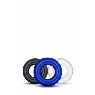 Blush Novelties Stay Hard Donut Rings - péniszgyűrű (kék-fekete-átlátszó)