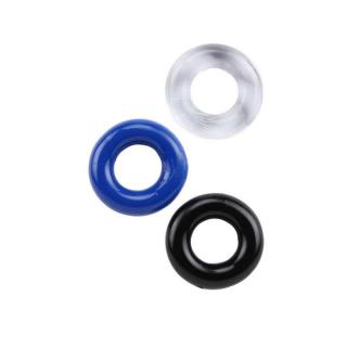 Chisa Novelties Donut Rings - vízálló péniszgyűrű (kék-fekete-átlátszó)